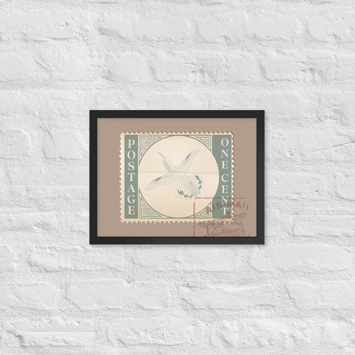 Airmail Hummingbird Stamp One Cent - Framed Print - Birds in Postage