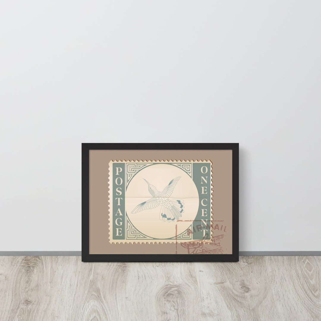 Airmail Hummingbird Stamp One Cent - Framed Print - Birds in Postage