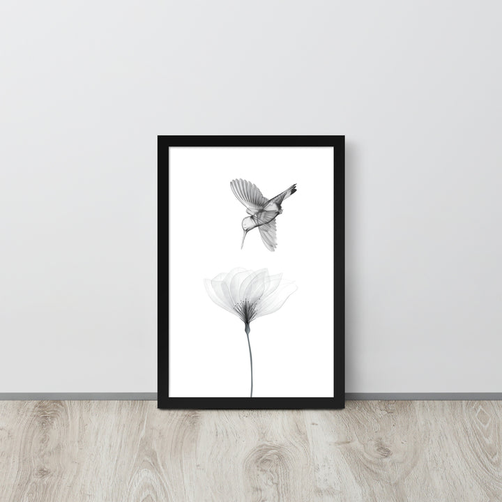 Translucent Harmony – Hummingbird and Bloom - Framed