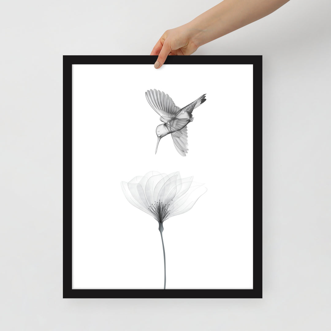 Translucent Harmony – Hummingbird and Bloom - Framed