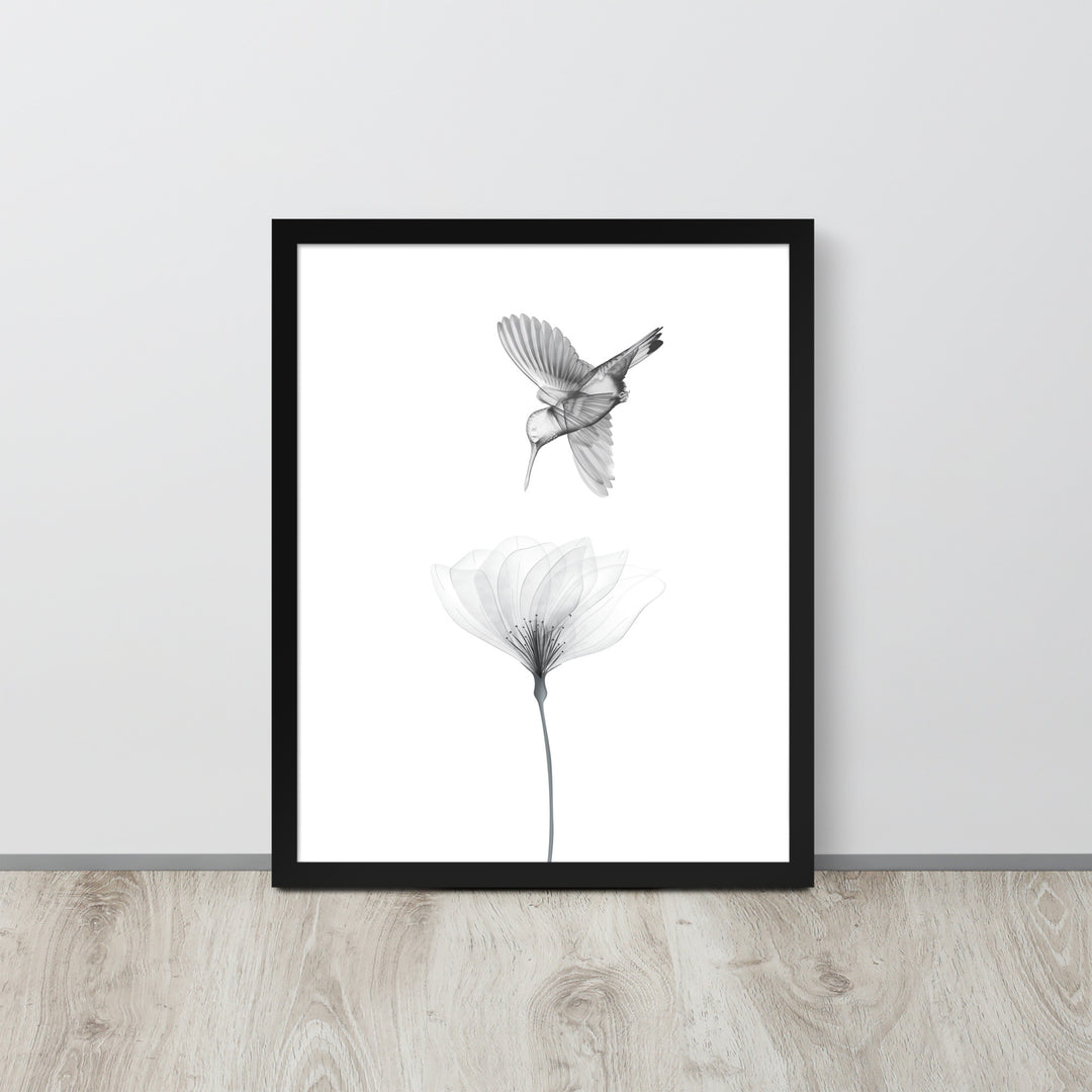 Translucent Harmony – Hummingbird and Bloom - Framed