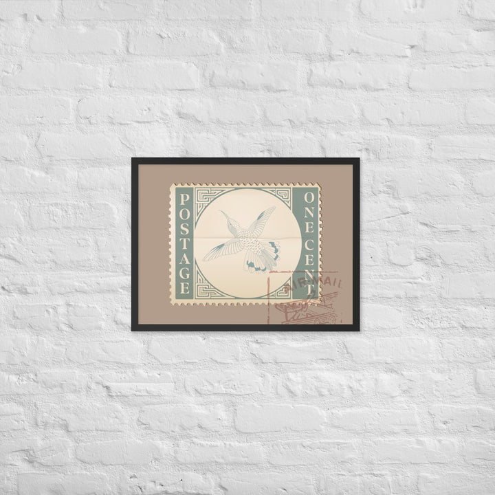 Airmail Hummingbird Stamp One Cent - Framed Print - Birds in Postage