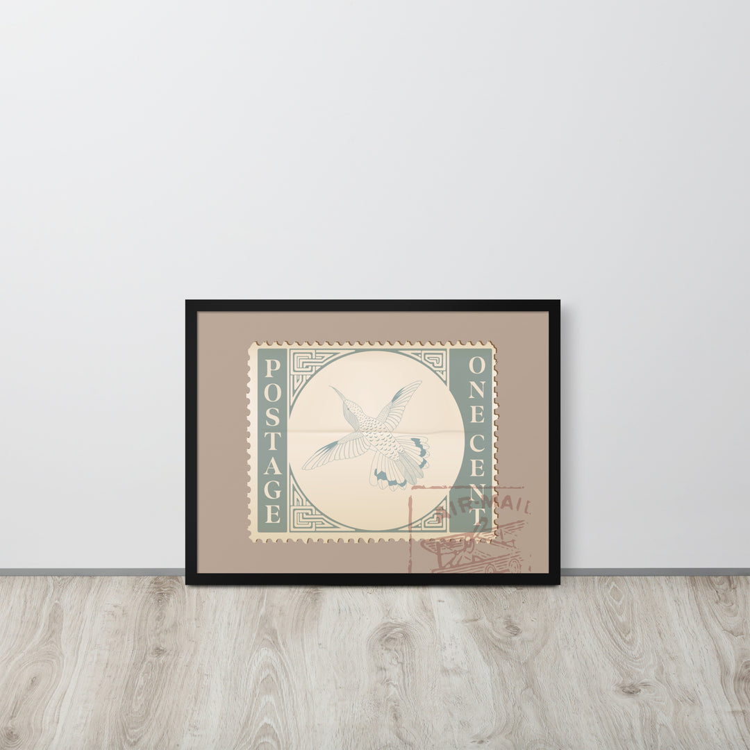 Airmail Hummingbird Stamp One Cent - Framed Print - Birds in Postage