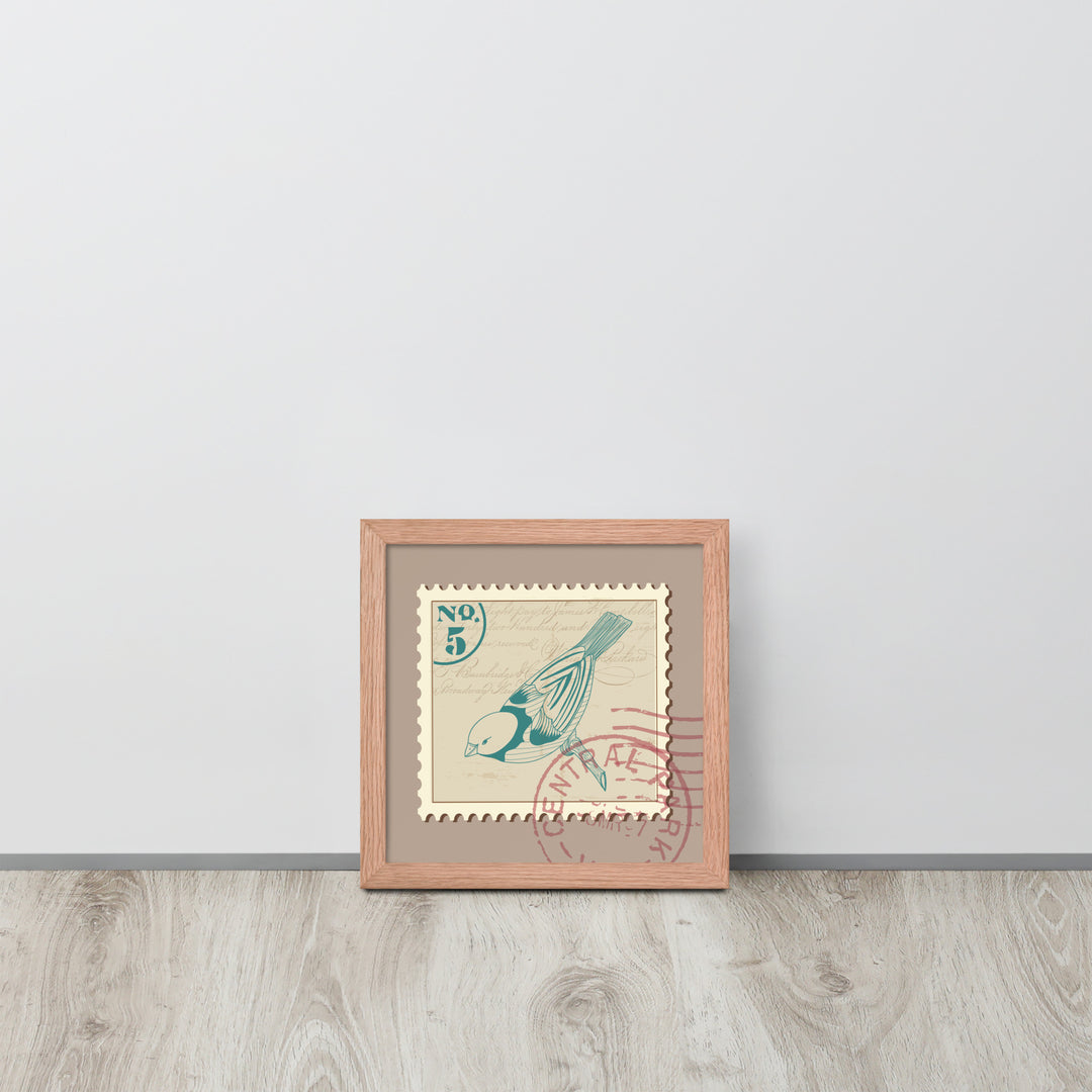 No. 5 Songbird Stamp to Central Park - Framed Print - Birds in Postage