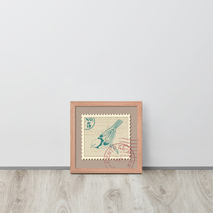 No. 5 Songbird Stamp to Central Park - Framed Print - Birds in Postage