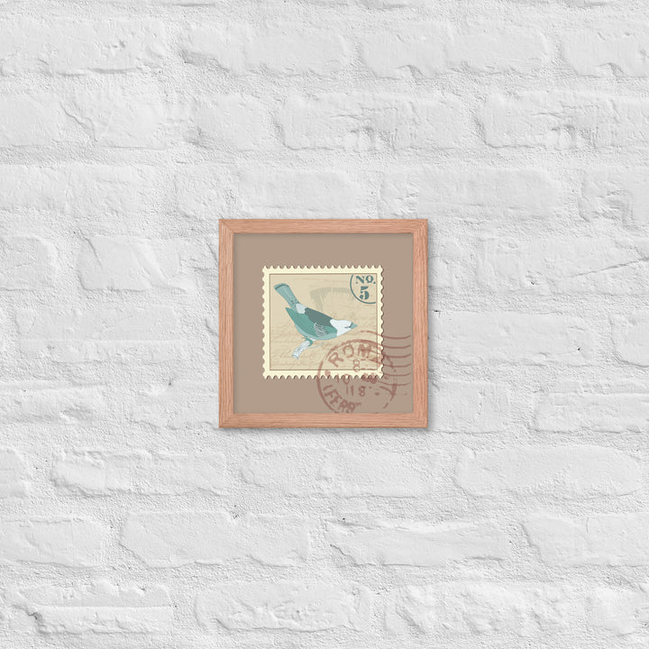 No. 5 Sparrow Stamp from Rome - Framed Print - Birds in Postage