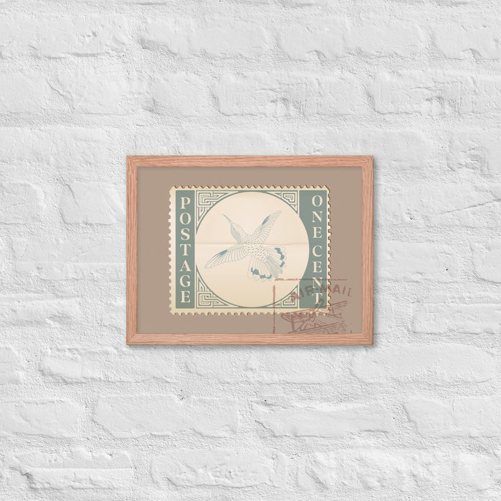 Airmail Hummingbird Stamp One Cent - Framed Print - Birds in Postage