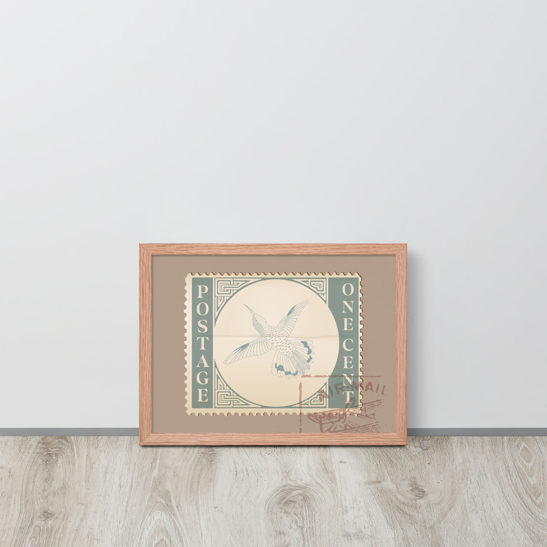 Airmail Hummingbird Stamp One Cent - Framed Print - Birds in Postage