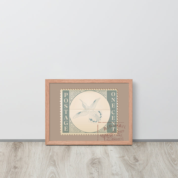 Airmail Hummingbird Stamp One Cent - Framed Print - Birds in Postage