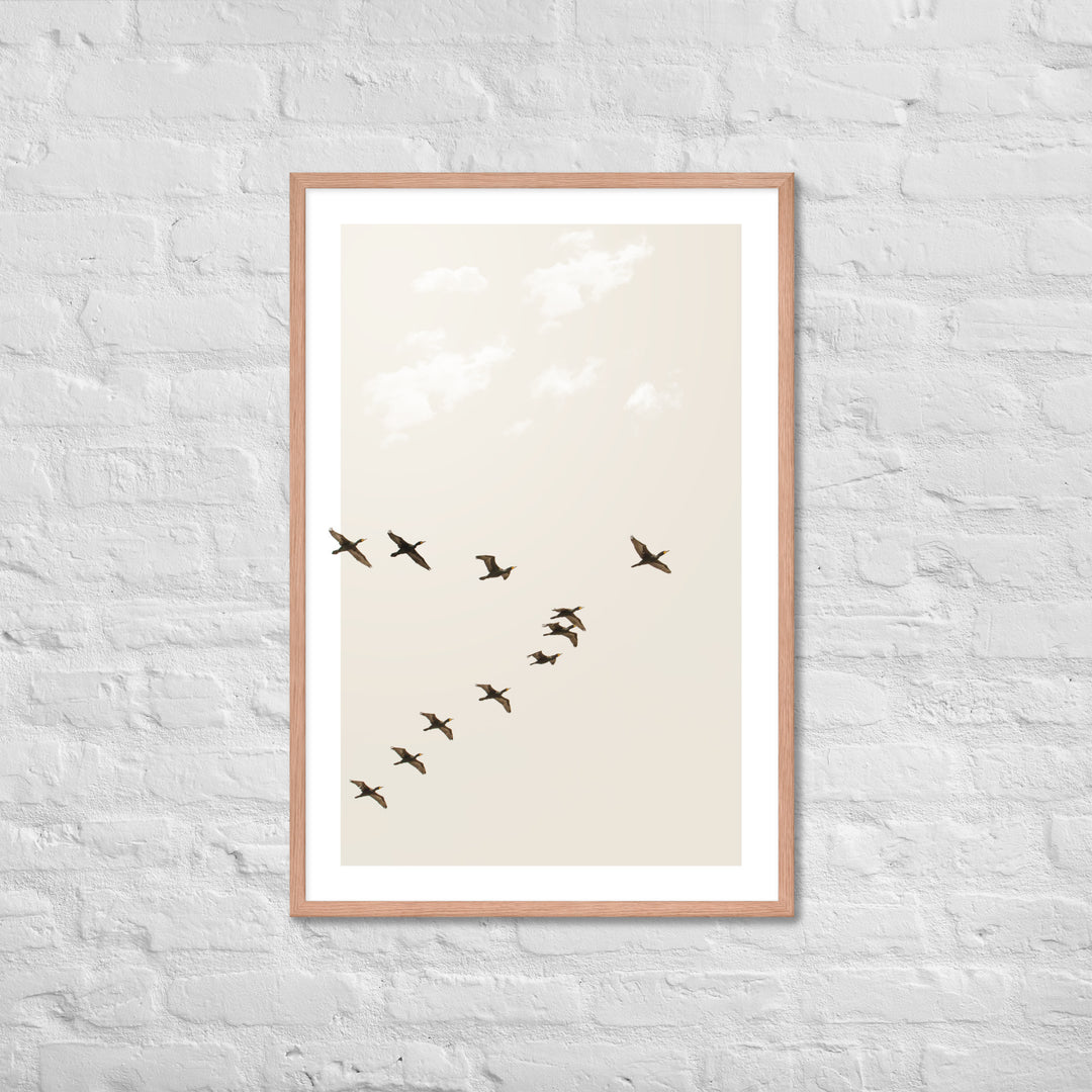 Graceful Passage of Migrating Geese - Framed Print