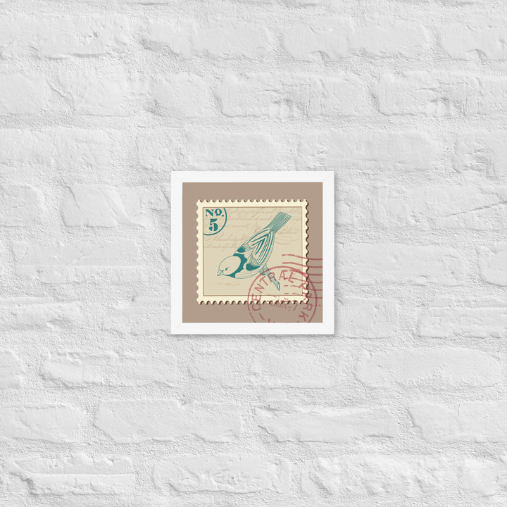 No. 5 Songbird Stamp to Central Park - Framed Print - Birds in Postage