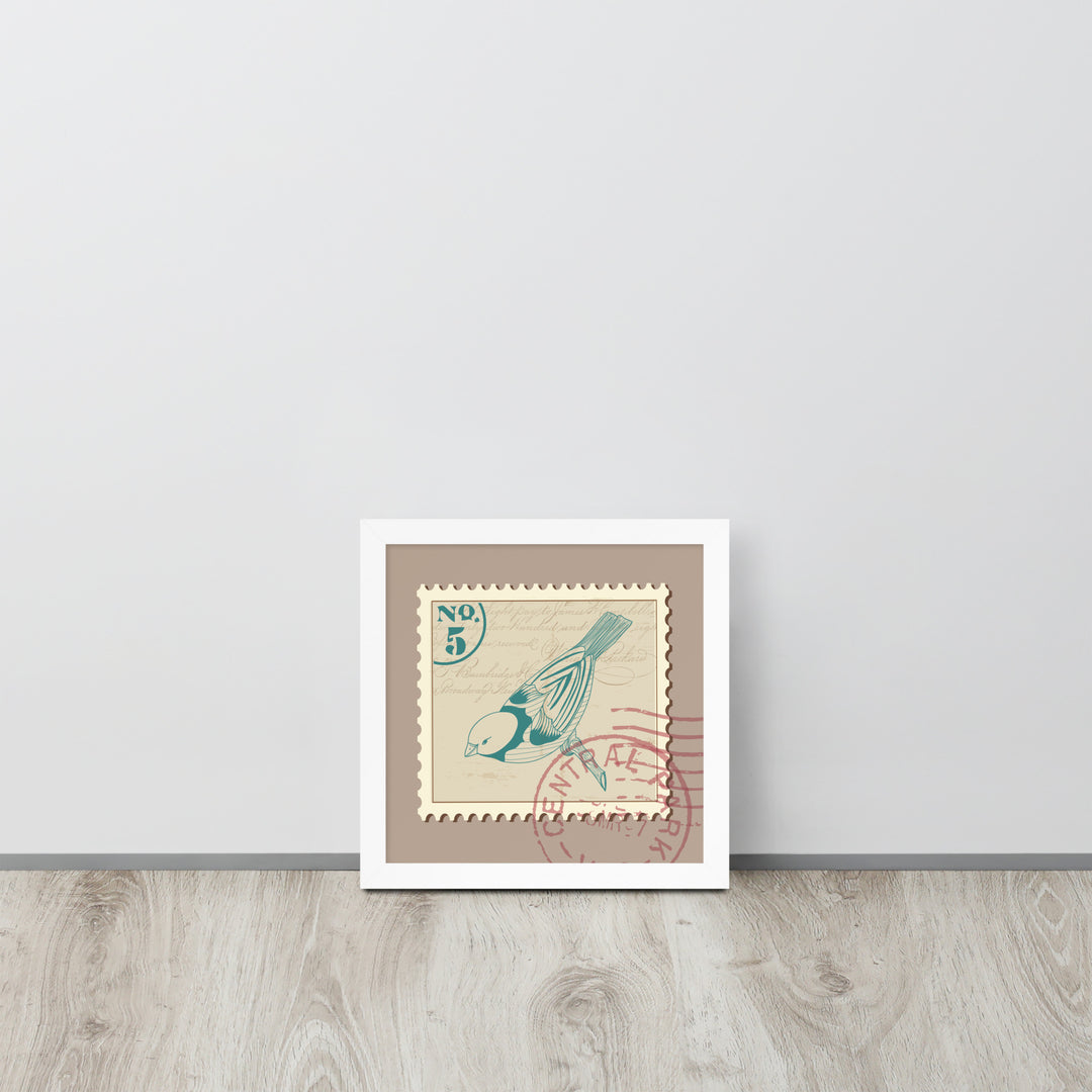 No. 5 Songbird Stamp to Central Park - Framed Print - Birds in Postage