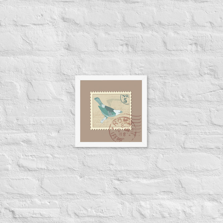 No. 5 Sparrow Stamp from Rome - Framed Print - Birds in Postage