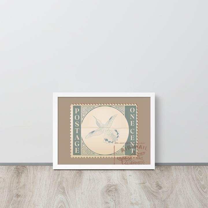 Airmail Hummingbird Stamp One Cent - Framed Print - Birds in Postage