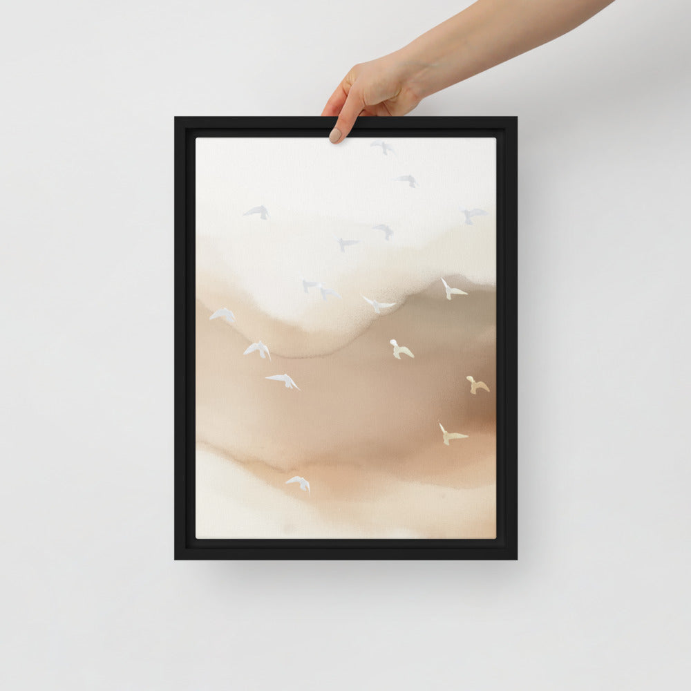 Dancing Wings in Sandy Winds - Portrait Framed Canvas