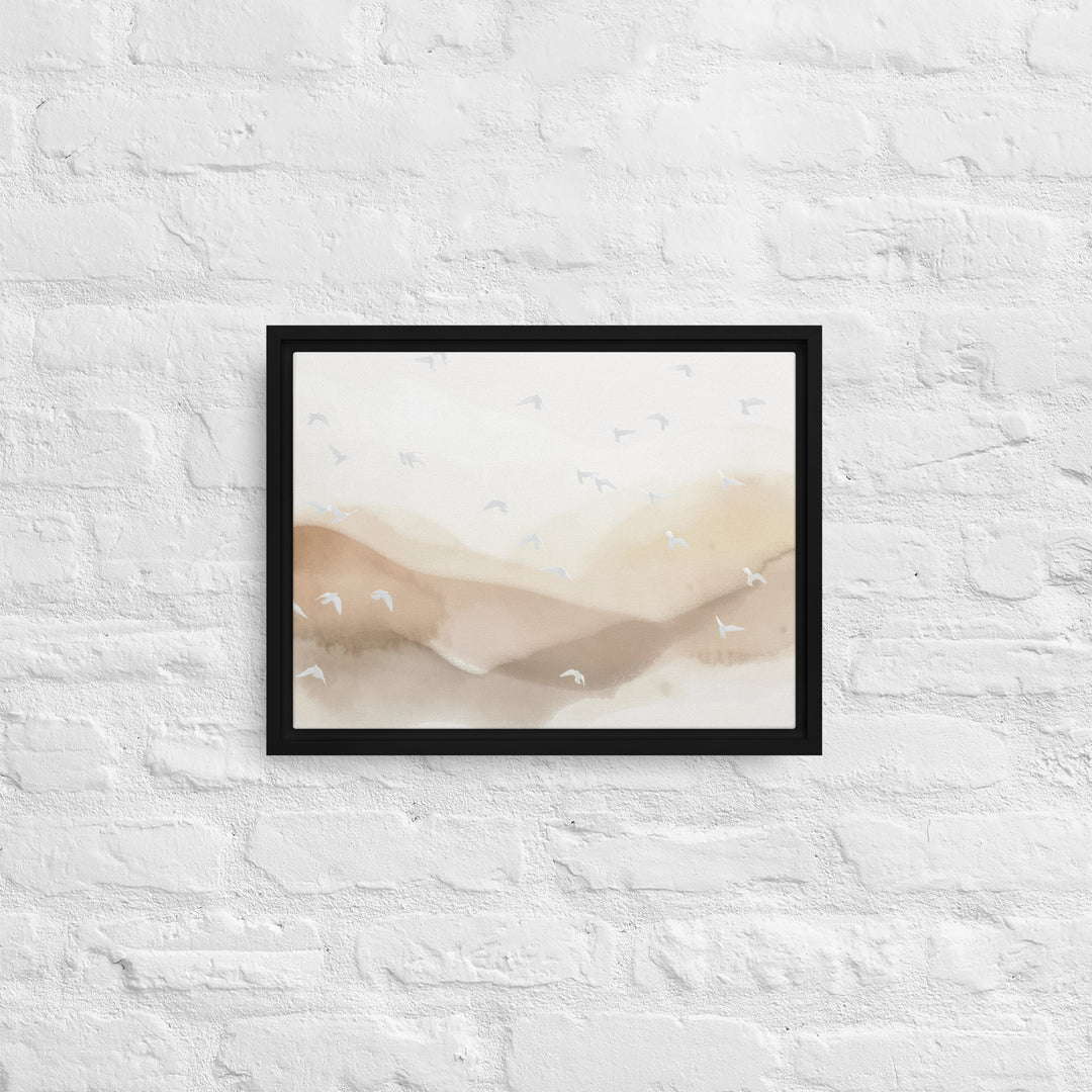 Dancing Wings in Sandy Winds – Landscape Framed Canvas