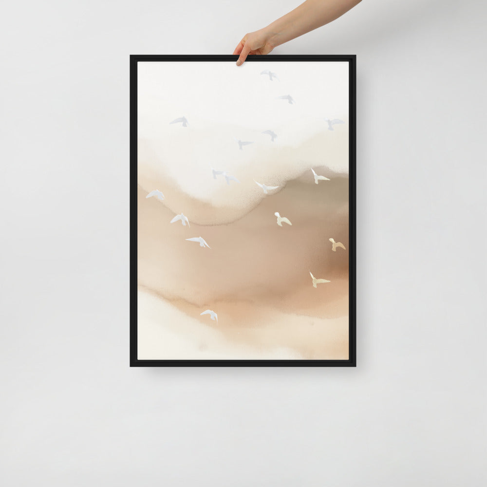 Dancing Wings in Sandy Winds - Portrait Framed Canvas