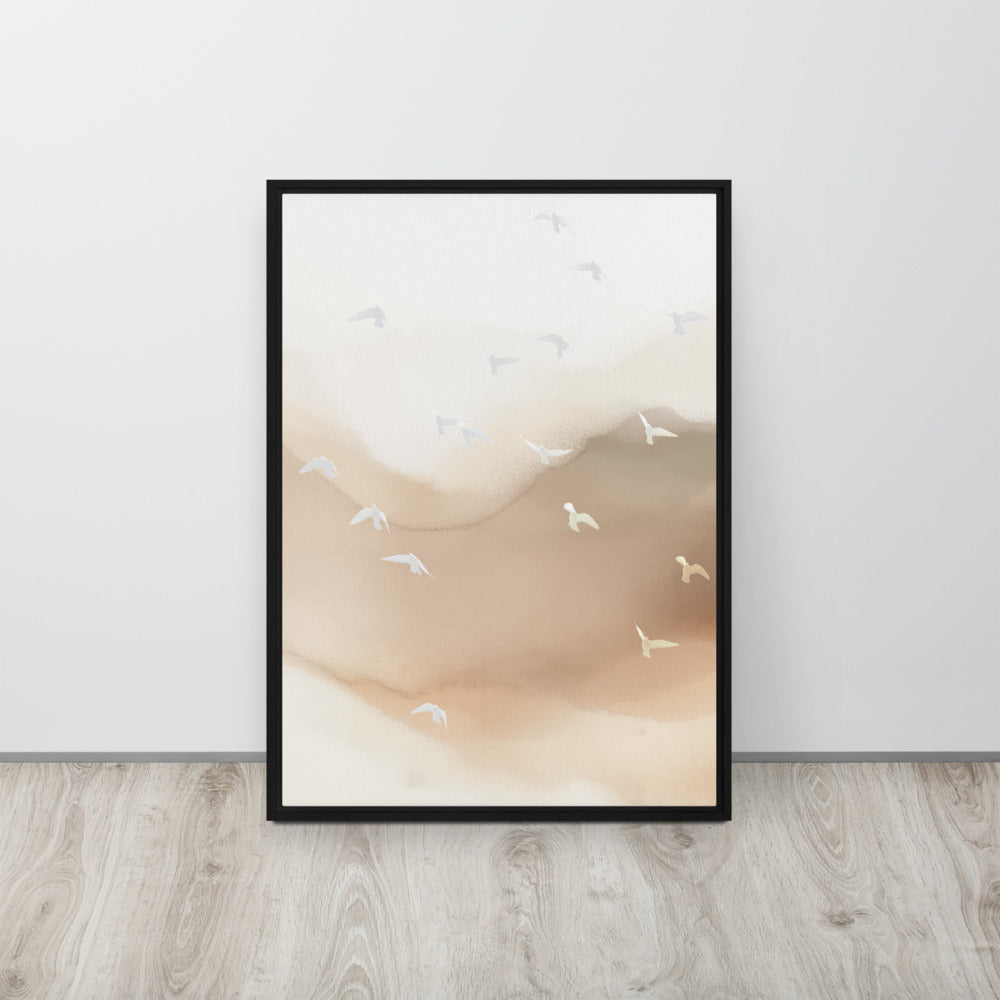 Dancing Wings in Sandy Winds - Portrait Framed Canvas