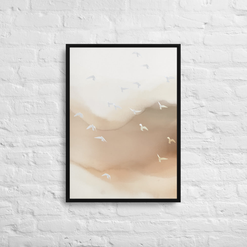 Dancing Wings in Sandy Winds - Portrait Framed Canvas