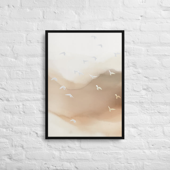 Dancing Wings in Sandy Winds - Portrait Framed Canvas