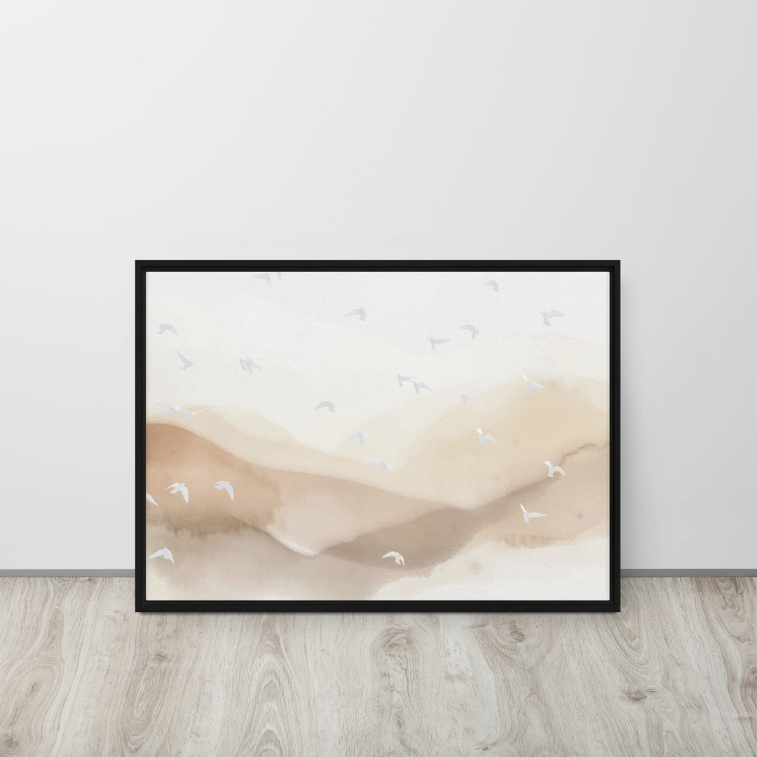 Dancing Wings in Sandy Winds – Landscape Framed Canvas