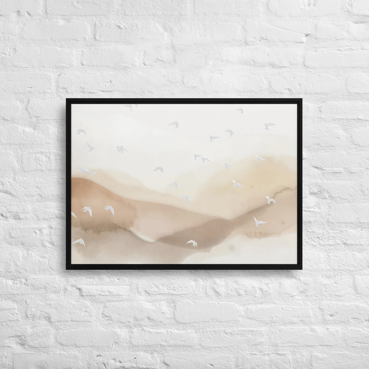 Dancing Wings in Sandy Winds – Landscape Framed Canvas