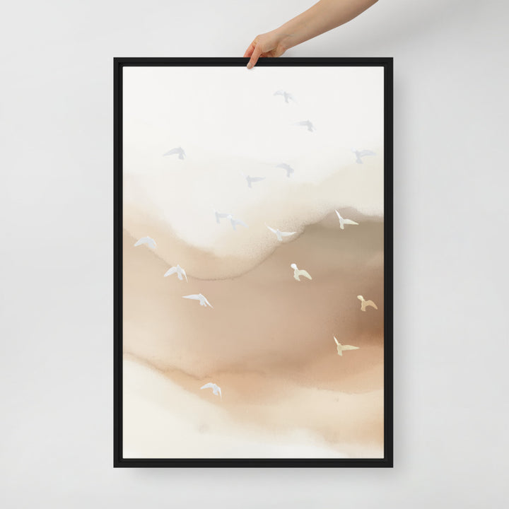 Dancing Wings in Sandy Winds - Portrait Framed Canvas