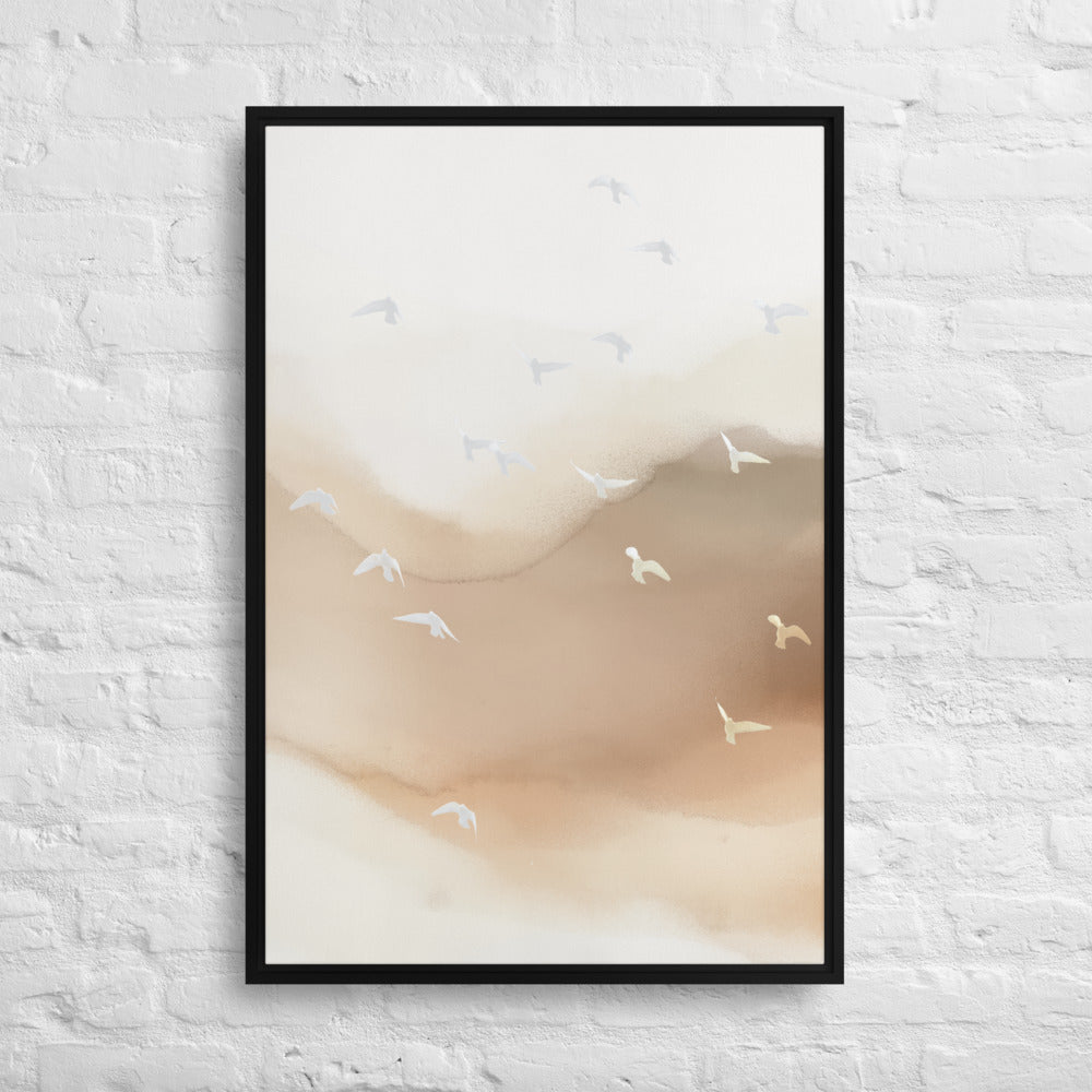 Dancing Wings in Sandy Winds - Portrait Framed Canvas