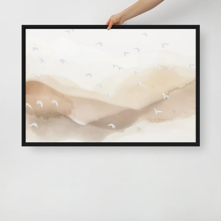 Dancing Wings in Sandy Winds – Landscape Framed Canvas