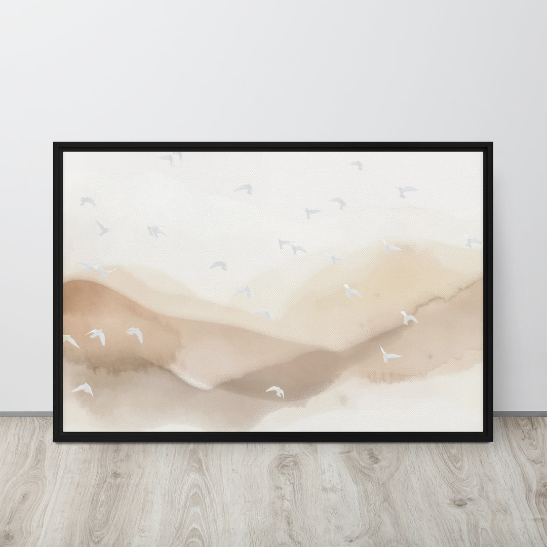 Dancing Wings in Sandy Winds – Landscape Framed Canvas