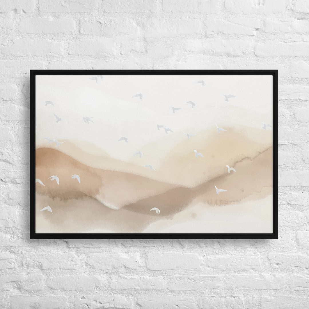 Dancing Wings in Sandy Winds – Landscape Framed Canvas