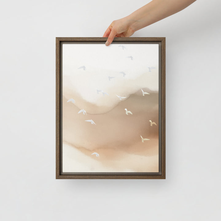 Dancing Wings in Sandy Winds - Portrait Framed Canvas