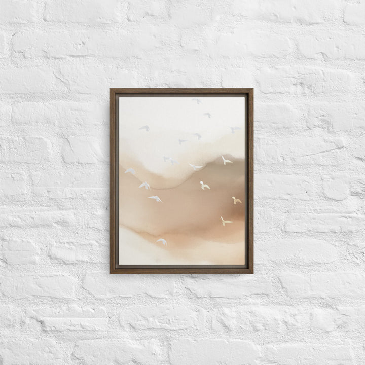 Dancing Wings in Sandy Winds - Portrait Framed Canvas