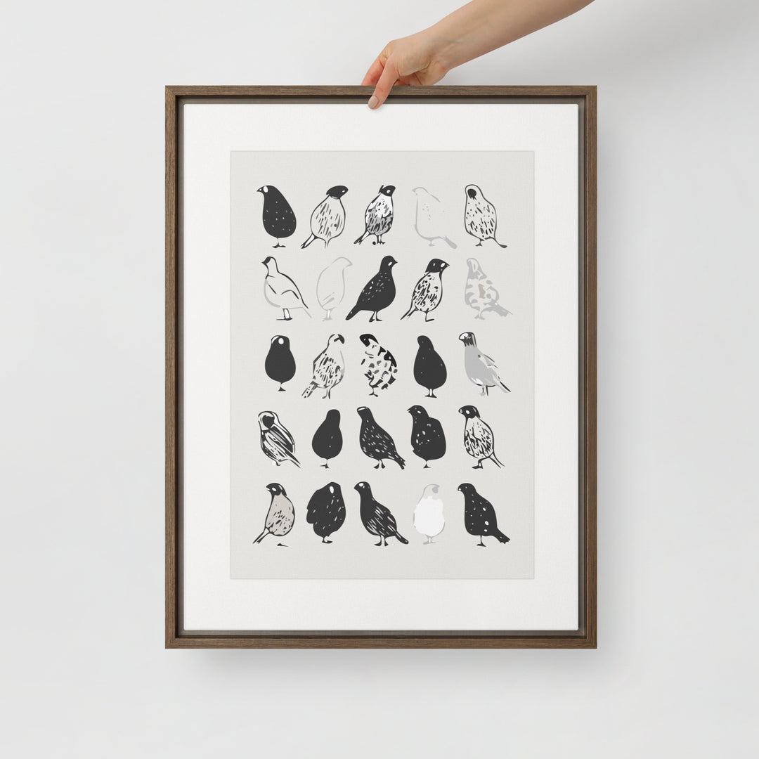 The Gathering of Ink Birds - Framed canvas