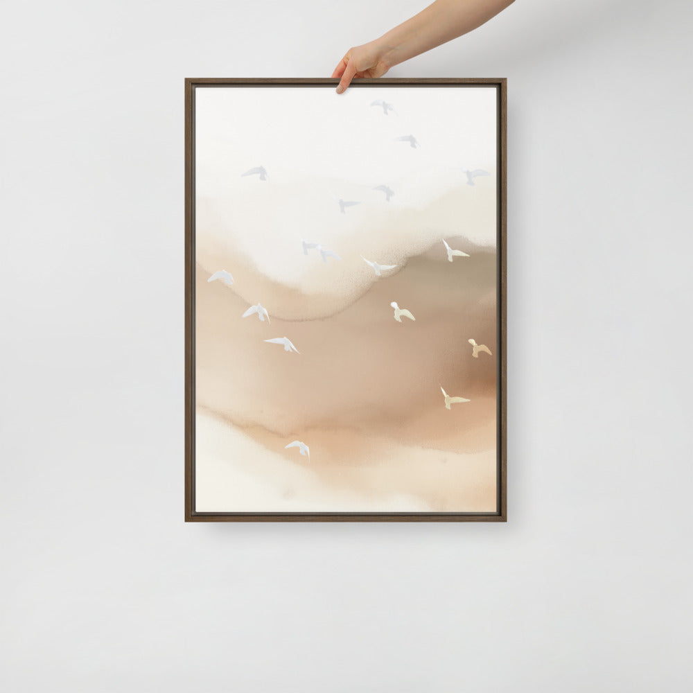 Dancing Wings in Sandy Winds - Portrait Framed Canvas