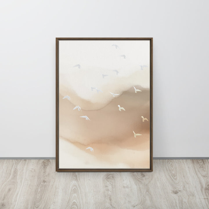 Dancing Wings in Sandy Winds - Portrait Framed Canvas