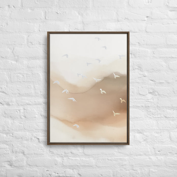 Dancing Wings in Sandy Winds - Portrait Framed Canvas