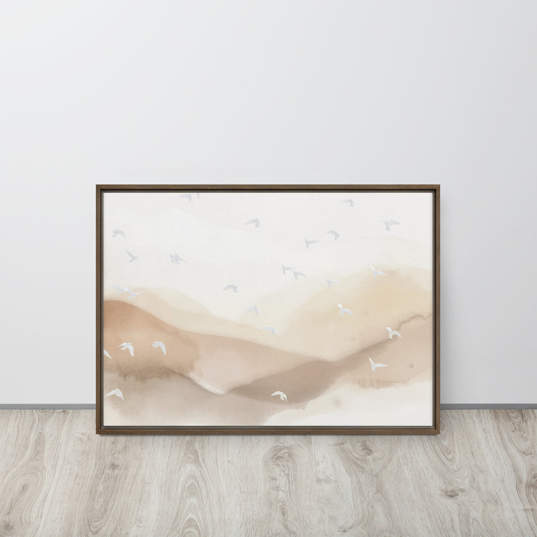 Dancing Wings in Sandy Winds – Landscape Framed Canvas