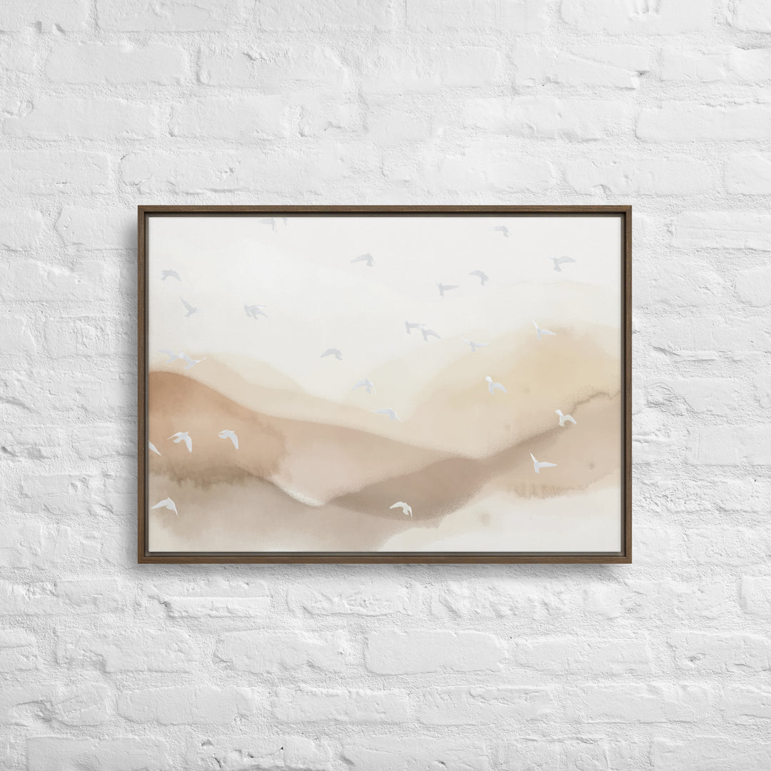 Dancing Wings in Sandy Winds – Landscape Framed Canvas