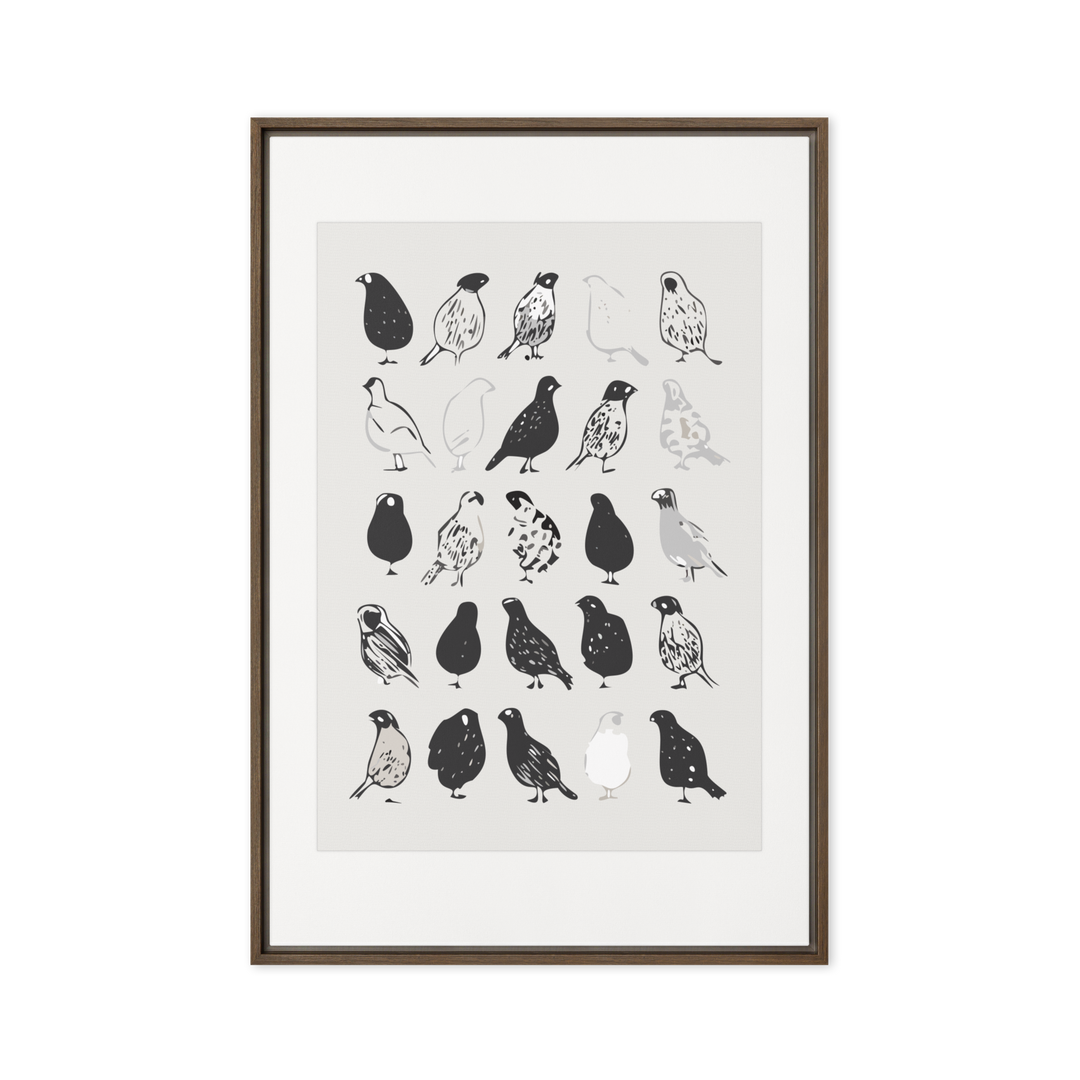 The Gathering of Ink Birds - Framed canvas