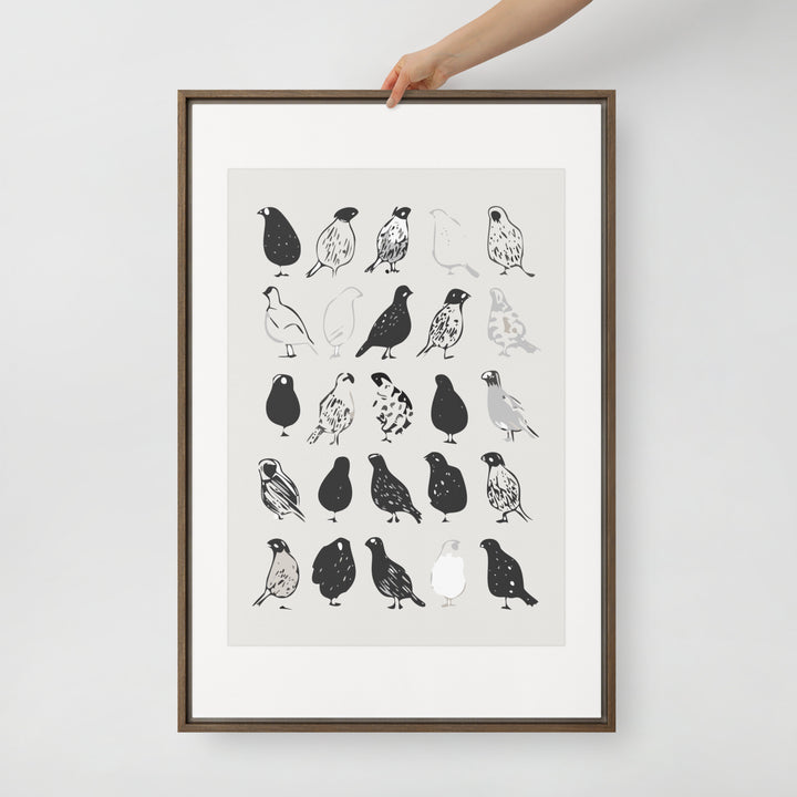 The Gathering of Ink Birds - Framed canvas