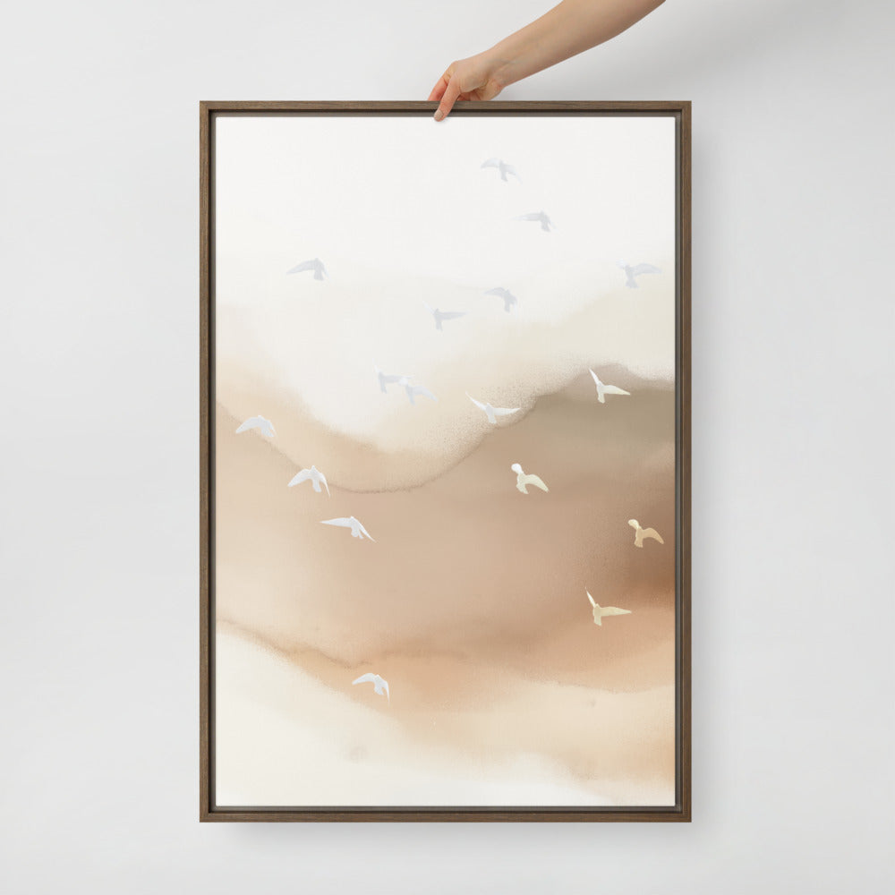 Dancing Wings in Sandy Winds - Portrait Framed Canvas