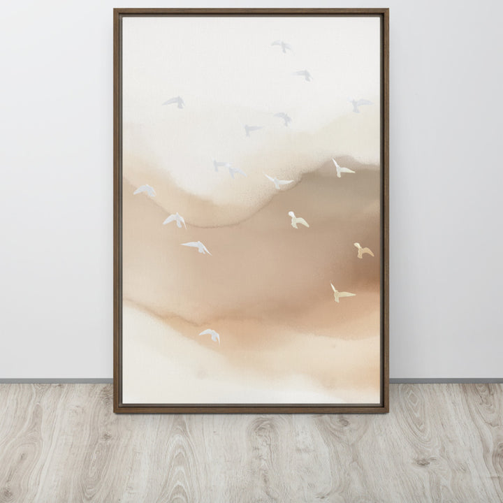 Dancing Wings in Sandy Winds - Portrait Framed Canvas