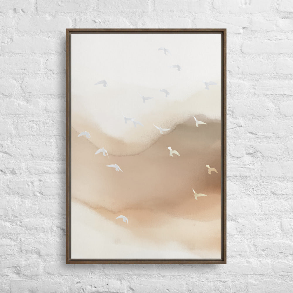 Dancing Wings in Sandy Winds - Portrait Framed Canvas