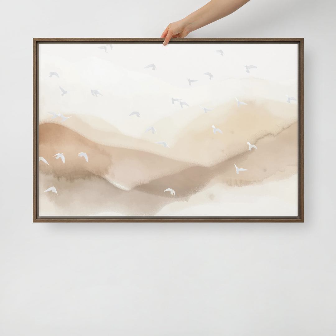 Dancing Wings in Sandy Winds – Landscape Framed Canvas