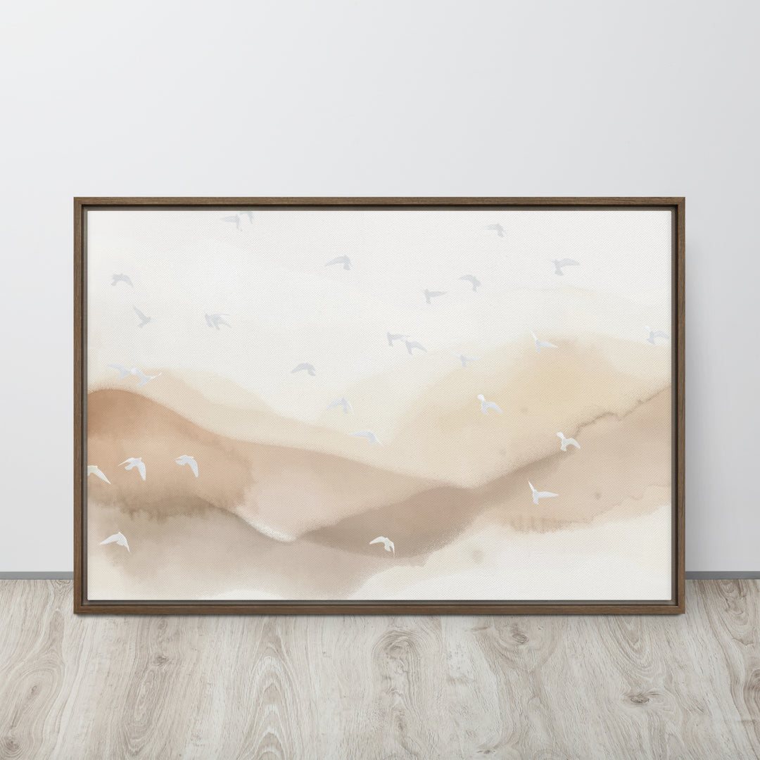 Dancing Wings in Sandy Winds – Landscape Framed Canvas