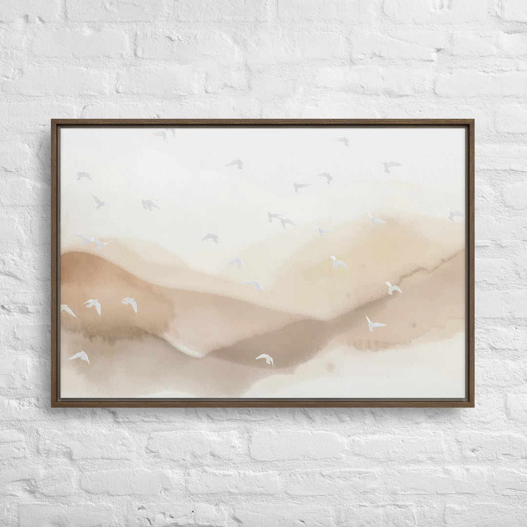 Dancing Wings in Sandy Winds – Landscape Framed Canvas