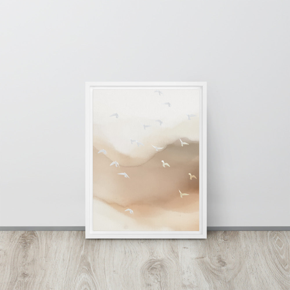 Dancing Wings in Sandy Winds - Portrait Framed Canvas