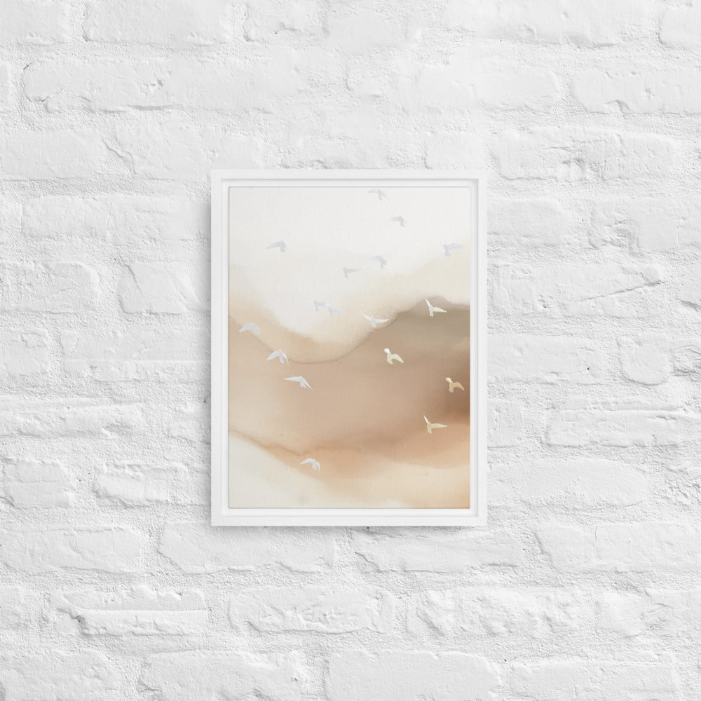 Dancing Wings in Sandy Winds - Portrait Framed Canvas