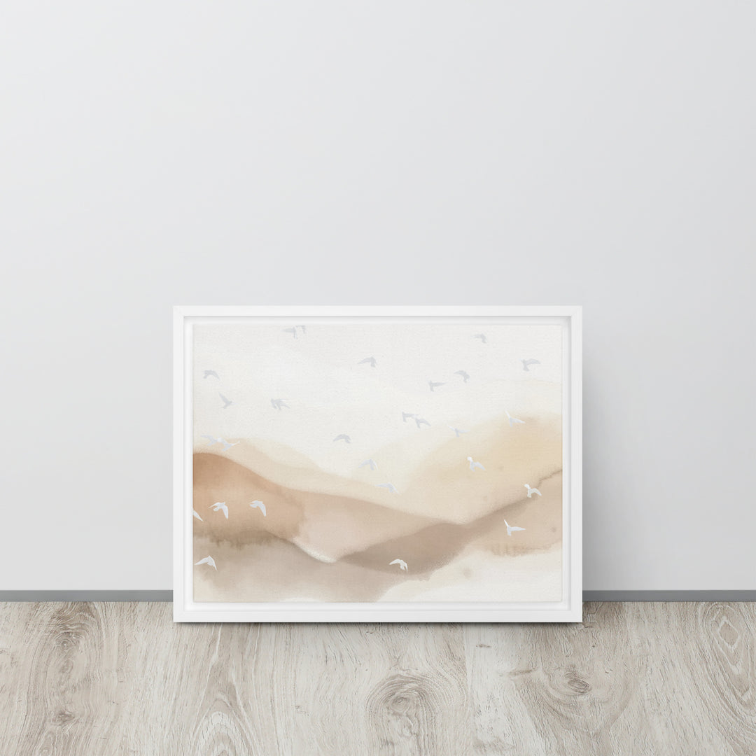 Dancing Wings in Sandy Winds – Landscape Framed Canvas